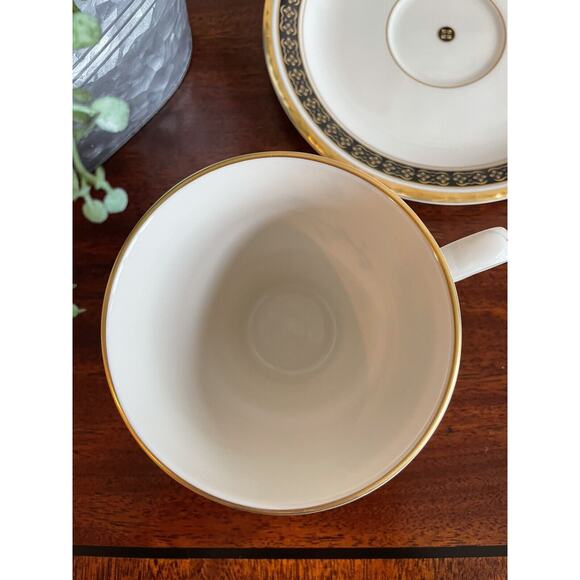 Pickard China Black Sapphire Cup and Saucer Hand Decorated Black and Gold - Picture 3 of 6